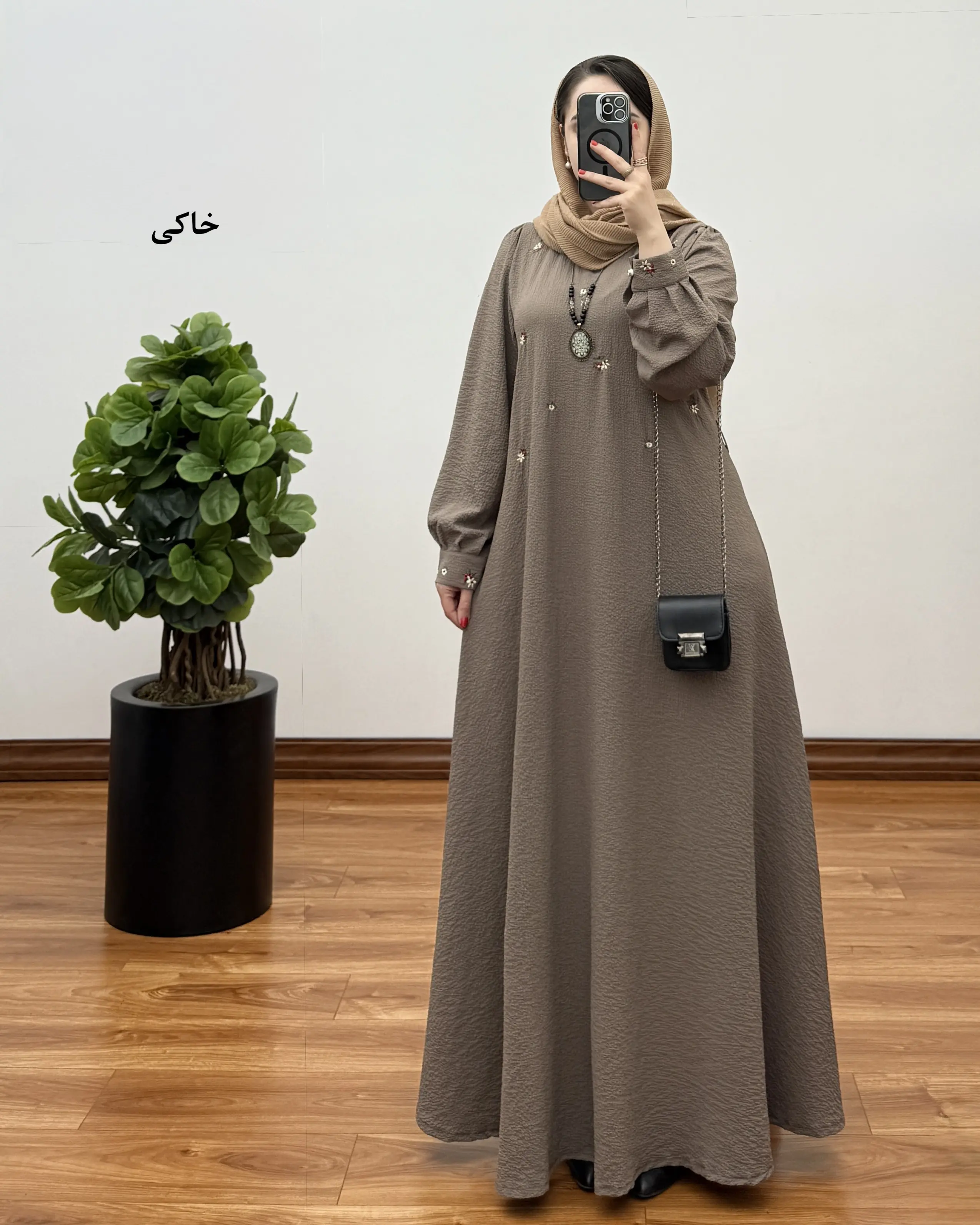 پیراهن مانتویی بلند پفکی مدل راحیل